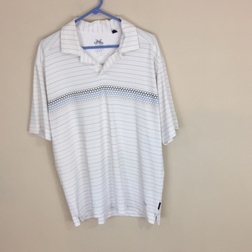 Callaway  X Series Golf White Striped Polo Shirt Size Large